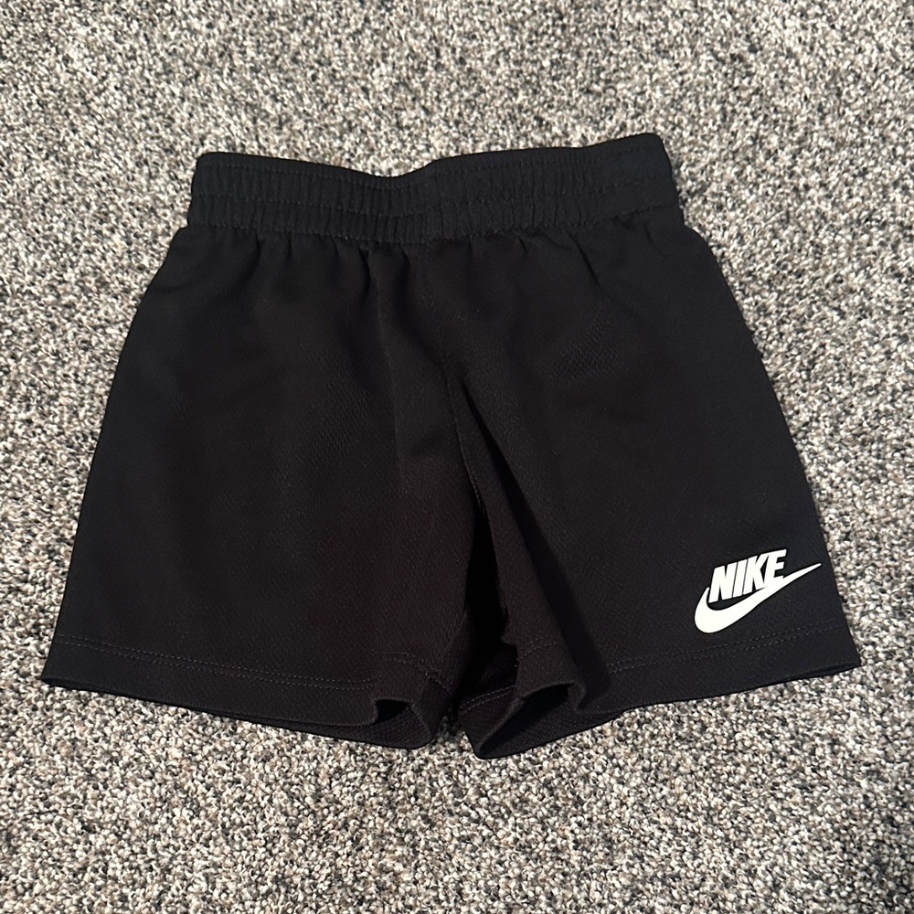 Nike Black Kids Athletic Shorts with White Swoosh